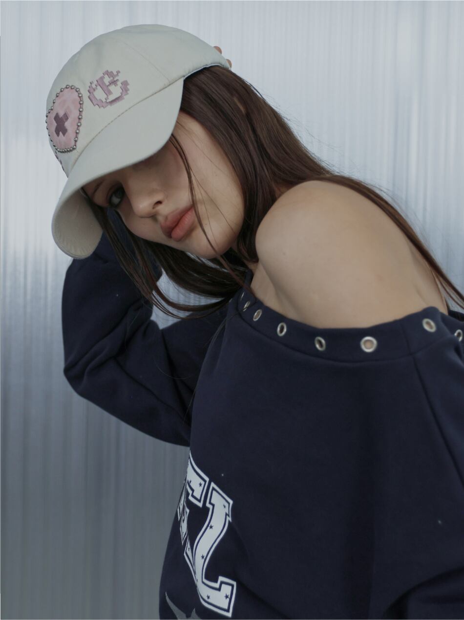 ★Hearts2Hearts イアン 着用！【SETUP-EXE】LEO APPLIQUE BALL CAP / BEIGE