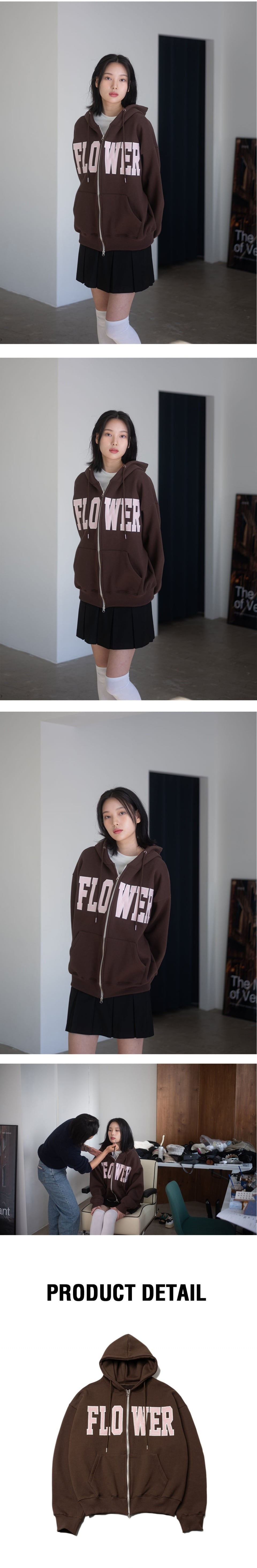 ★ILLIT ウォンヒ 着用！【HAVISM】FLOWER ZIP UP HOOD(BROWN)