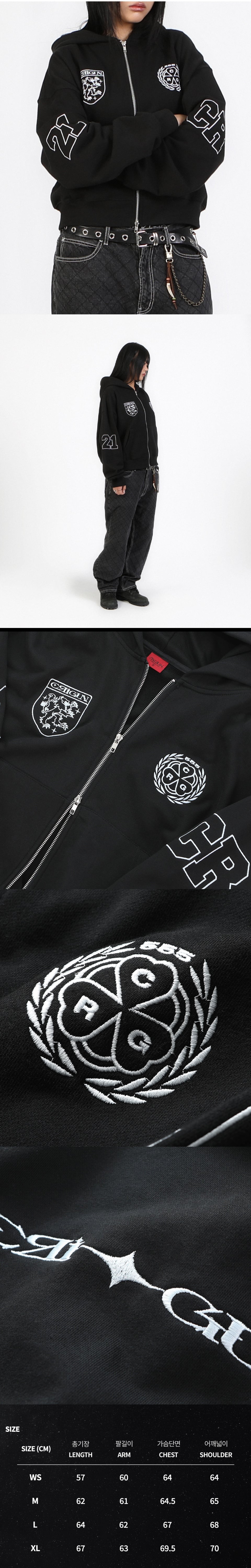 ★Hearts2Hearts エイナ 着用！【CRIGUN】CLUB JERSEY ZIP-UP HOODIE BLACK