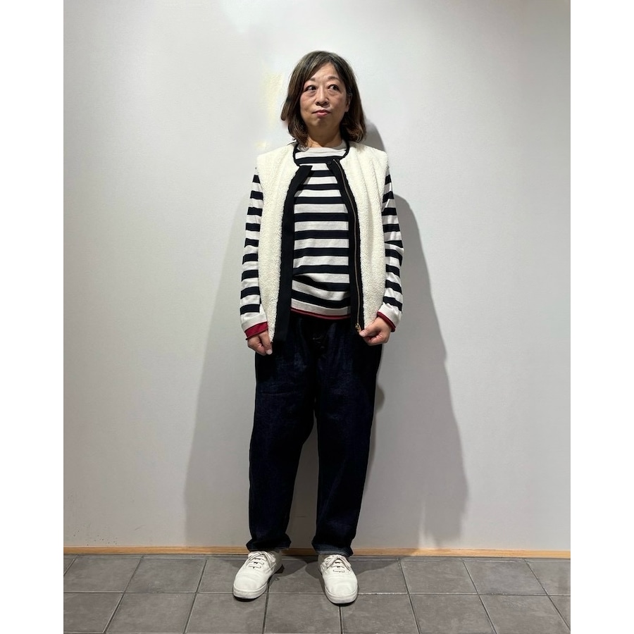 福岡店 159cm  /  ライトグレー×ネイビー×ワインレッド