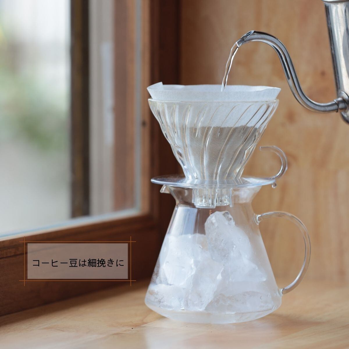 珈琲豆は細挽きに。