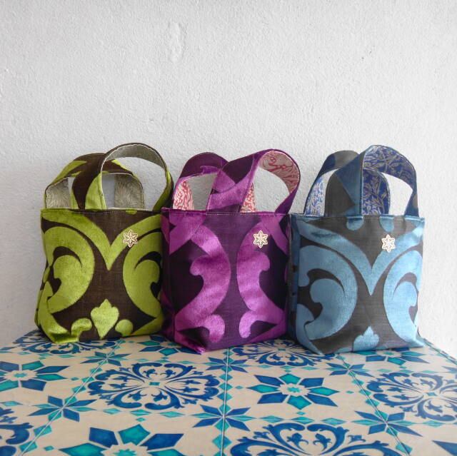 ベロアのミニトートバッグ＊風紋