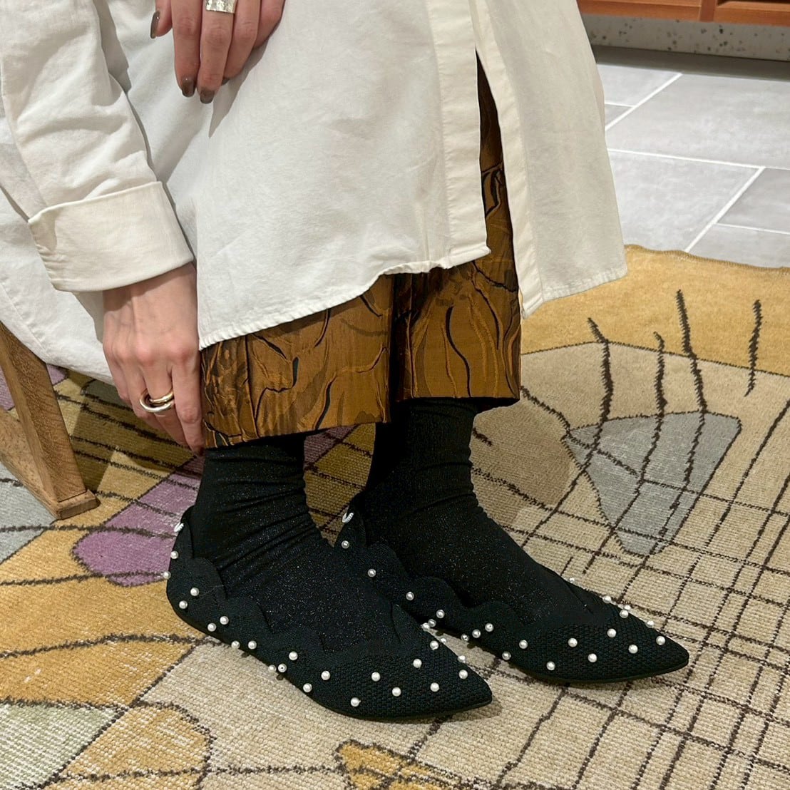 美品　Offen スカラップパターン　24.5㎝　黒 scallop pearls pattern / BLACK | Offen