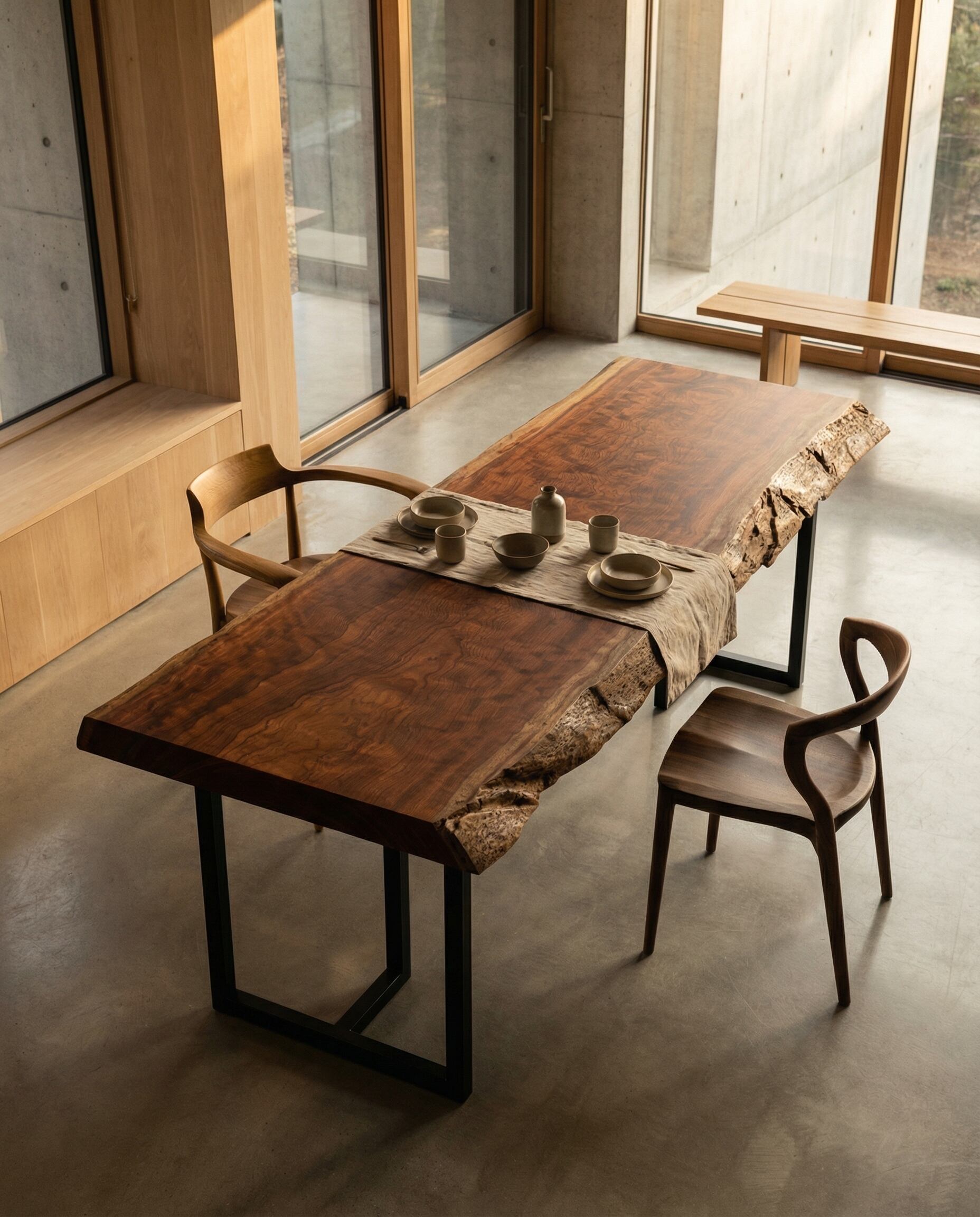 Premium】ブビンガ_全面杢_2590×730-790×78_青山店_テーブル天板/一枚