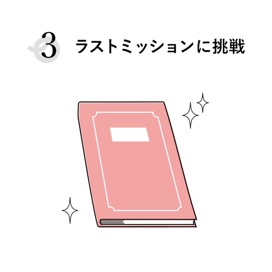 成績に応じたラストミッションに挑戦。 ２人の１年の想い出が詰まった１冊の本が完成します。