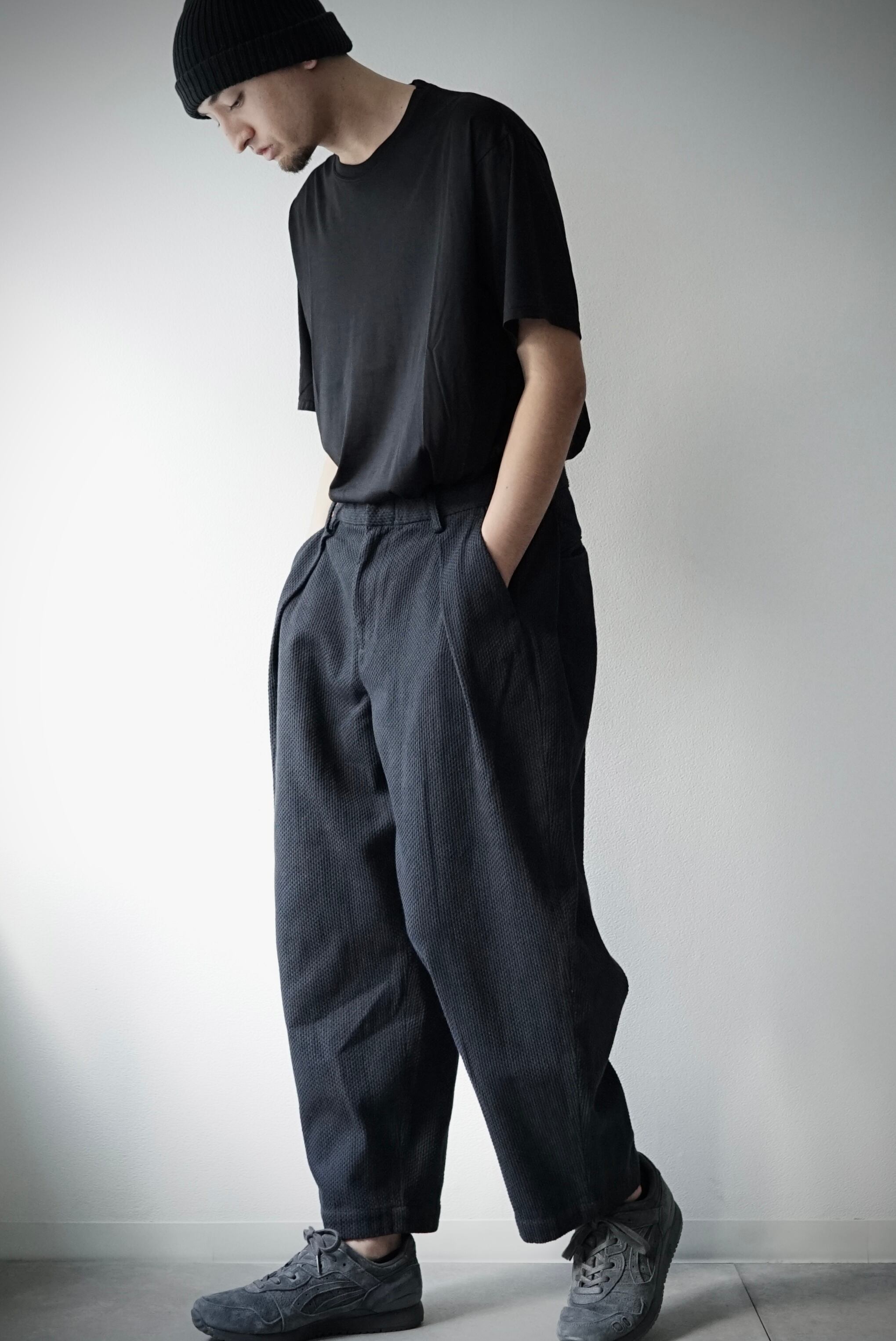 Sashiko / W-Tuck Pants（BLACK） | C O L I N A