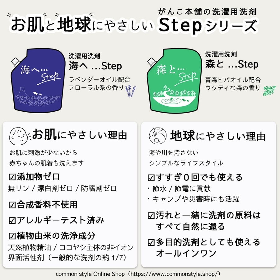 お肌と地球にやさしいStepシリーズ