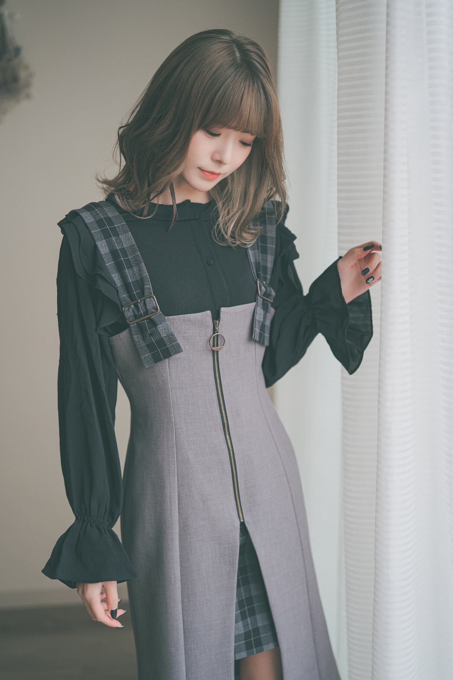 グレー × チェック