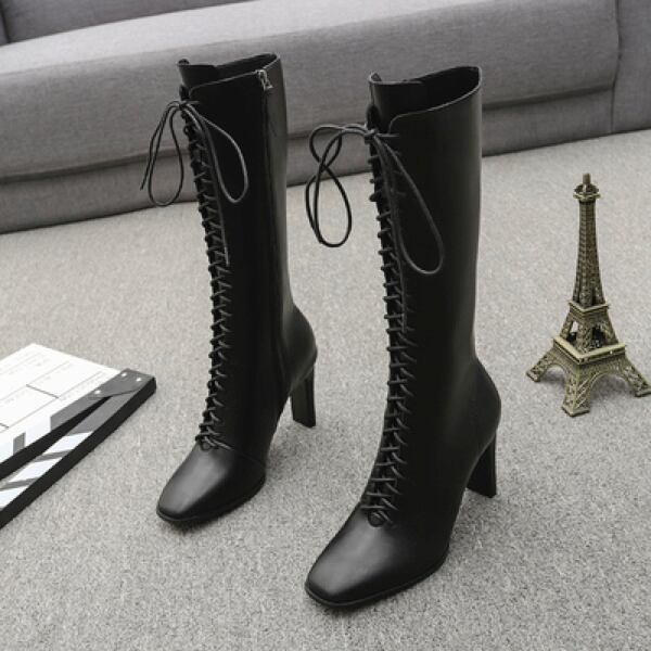 レースアップブーツ ブラック