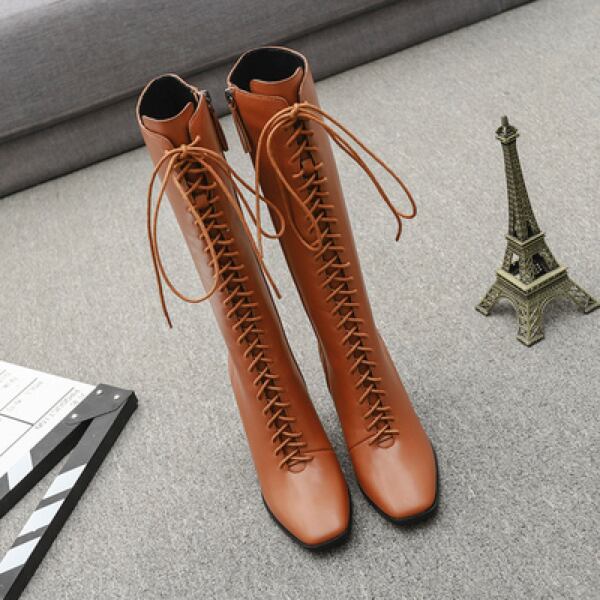 レースアップブーツ ブラウン