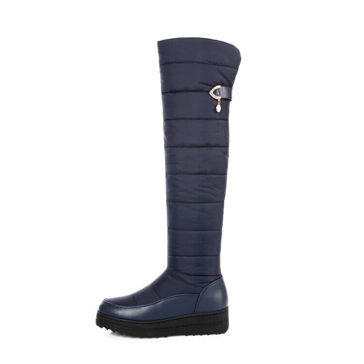 ダイヤチャーム付サイドジッパーインソールダウンニーハイブーツ　1861