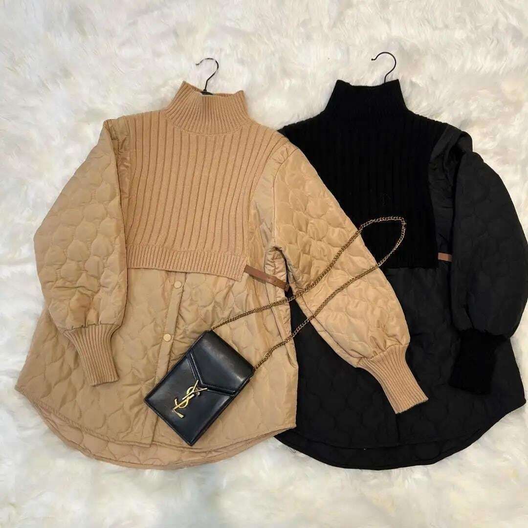 ニット＆キルティングドッキングデザイントップス　1745