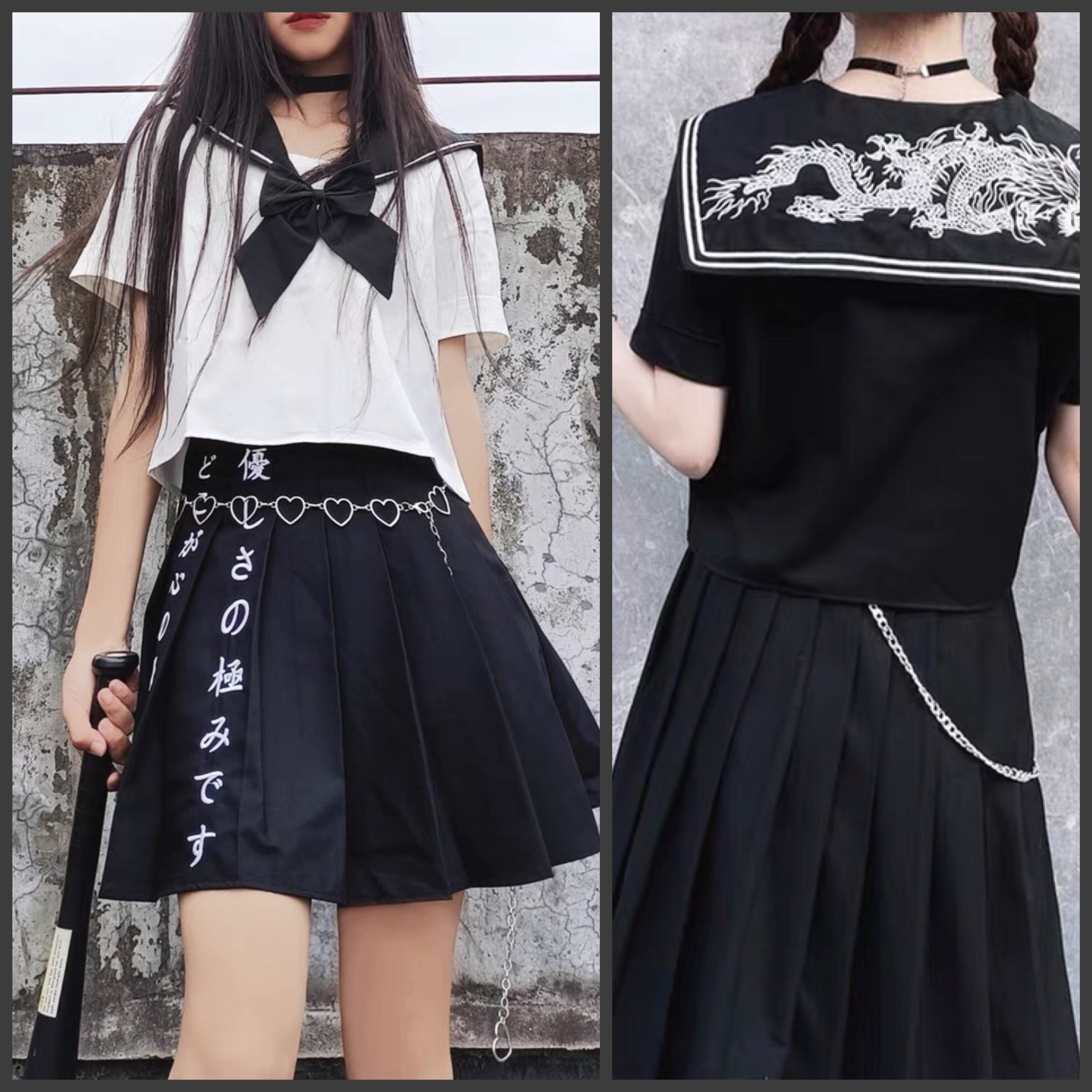 【美品⭐︎未使用】ルフィル　セーラートップスブラック 刺繍セーラーカットOP[品番：IGAW0001779]｜axes femme