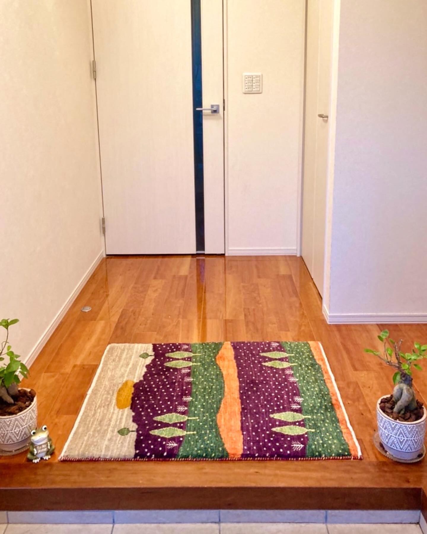セットアップ ペルシャ ギャッベ 玄関マット 88×60 黄金色 糸杉 花