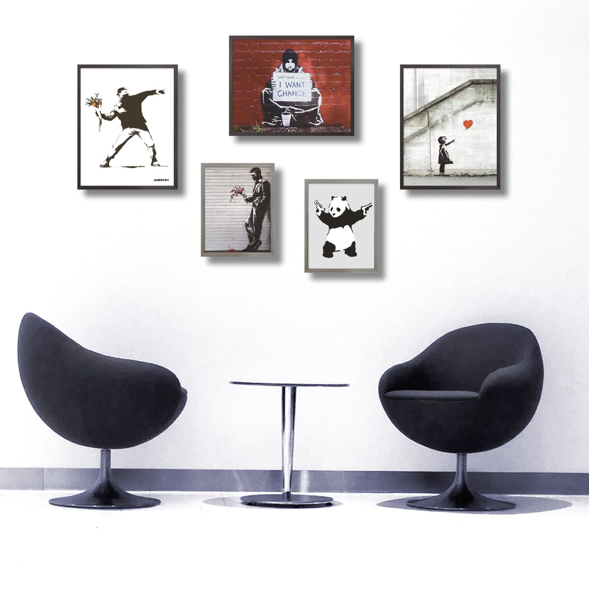 Banksy インテリアアート Laugh Now 幅43×高さ53×厚さ3.2cm フレーム
