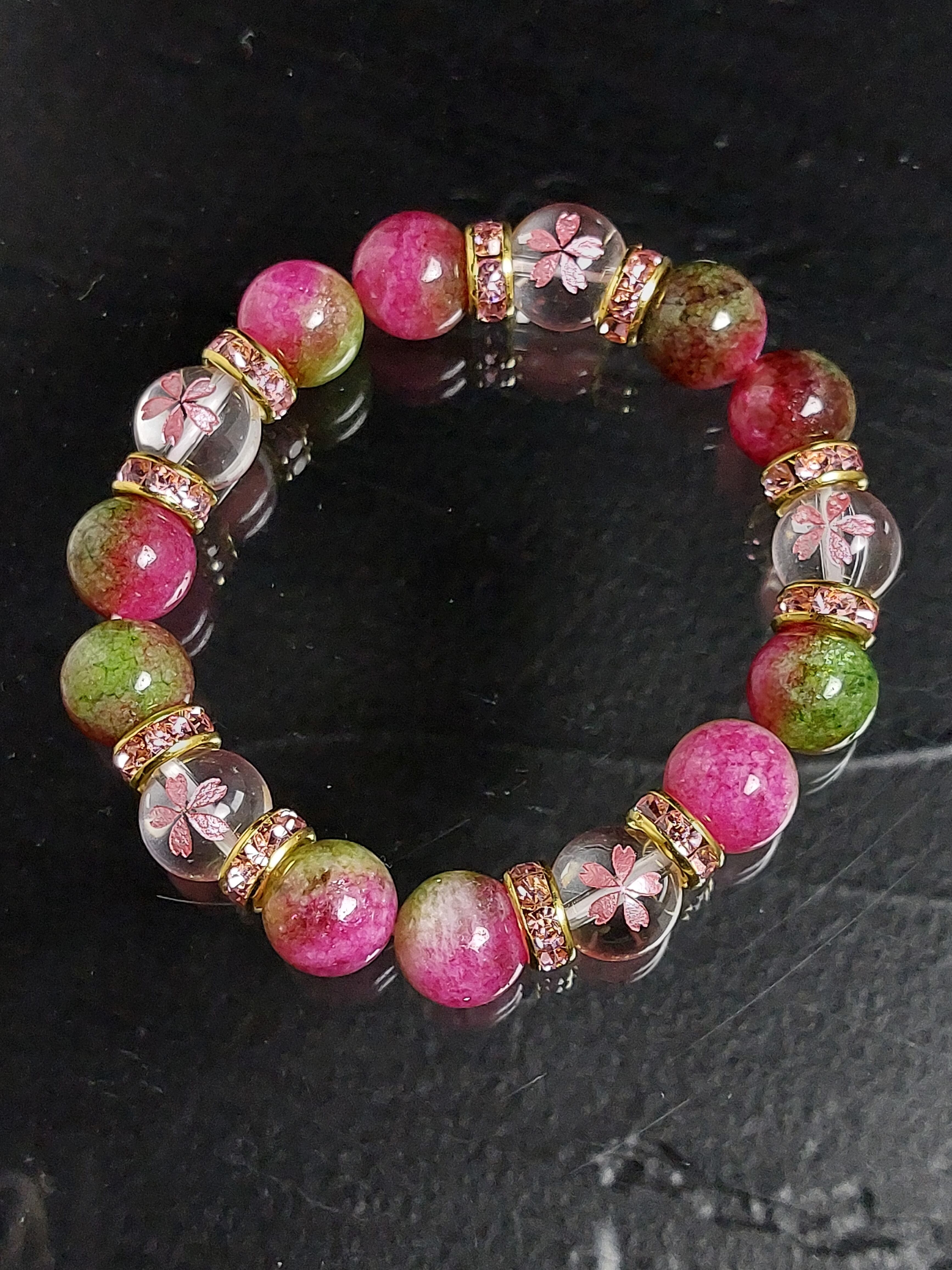 お寺で御祈祷済み 天然石ブレスレット】桜の天然石ブレスレット/桜