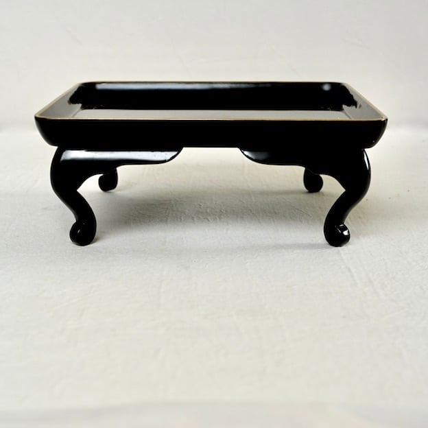 43046】猫脚膳 輪島塗 明治 / Wajima Nuri Footed Tray Black Square