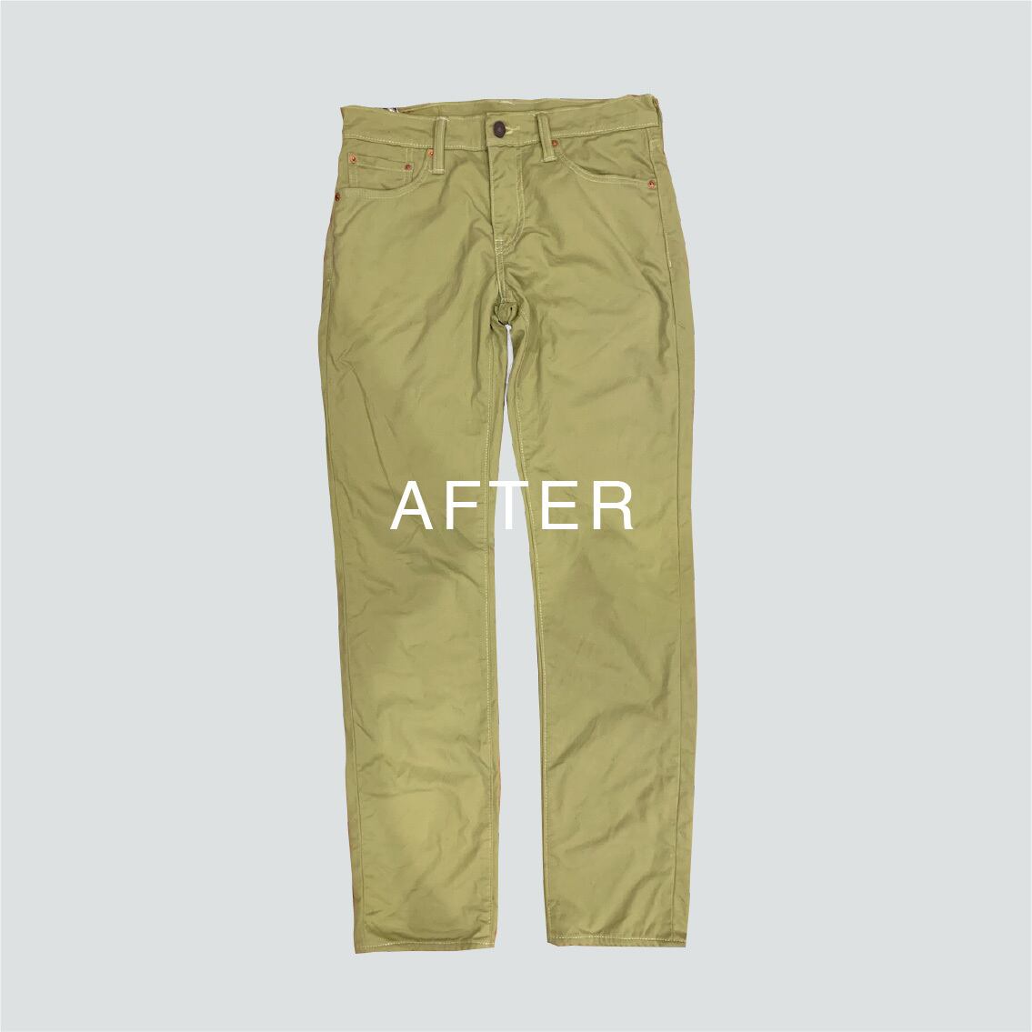 染色後。水色にミモザ色がのって、グリーンに変わりました！