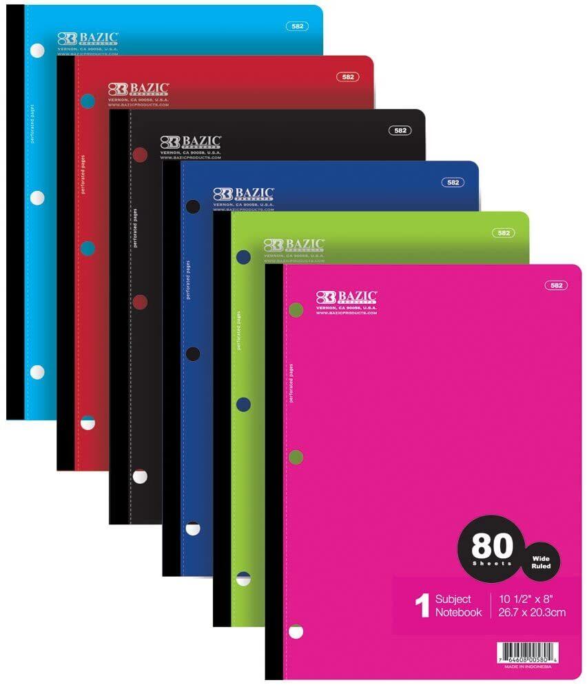 6冊セット】 輸入ノート BAZIC アメリカで定番のノートブック カラー