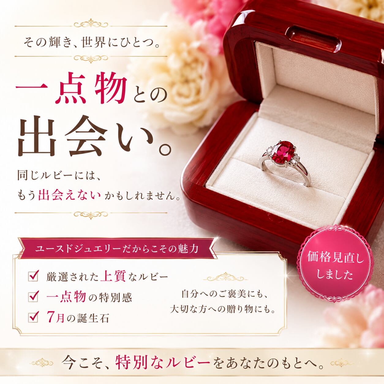 ルビー ルース 2.440ct｜紅玉 7月誕生石 天然石 カボション 8×7.5mm