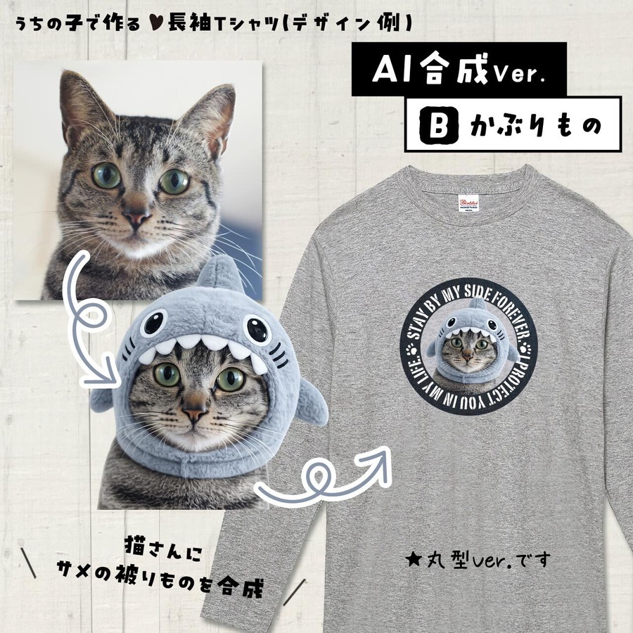 サメの被りものを合成