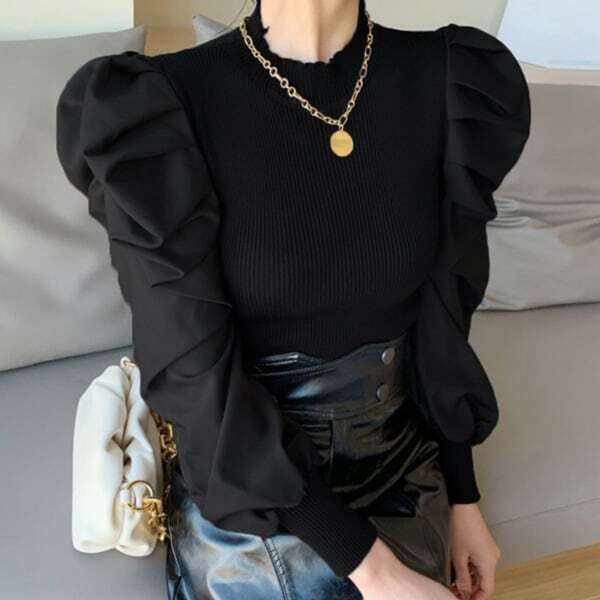 パフスリーブドッキングニット　215656