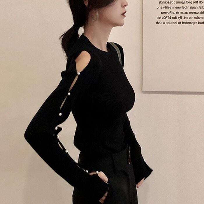 パールスリーブ ニットトップス 222600