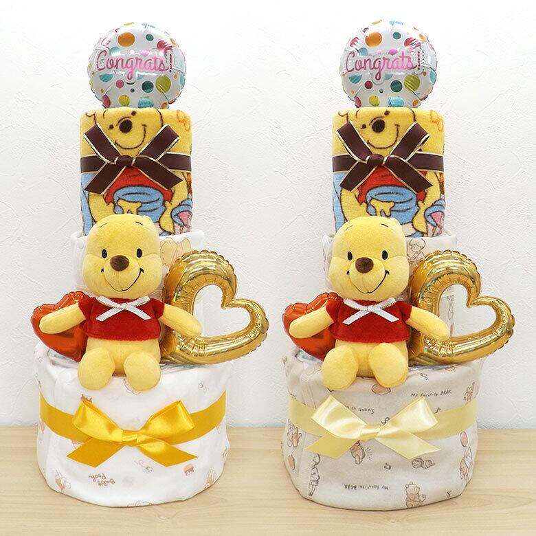 プーさんの肌着セットつき3段おむつケーキ