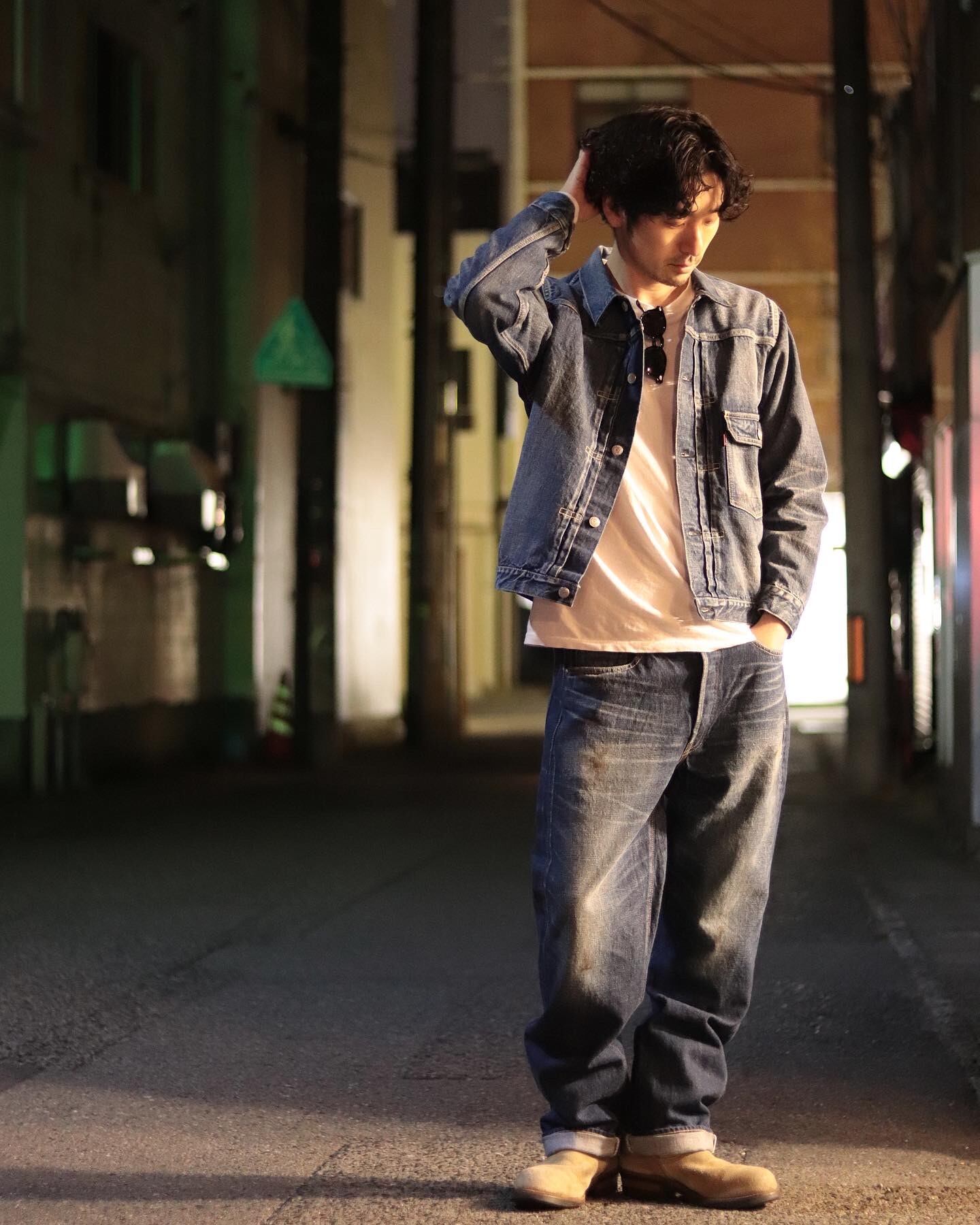 177cm 60kg 1サイズアップで34インチ着用