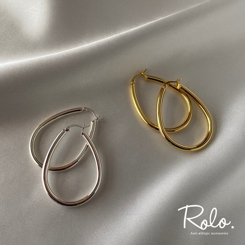 雫のような柔らか曲線。ドロップフープピアス シルバー925 | 金属