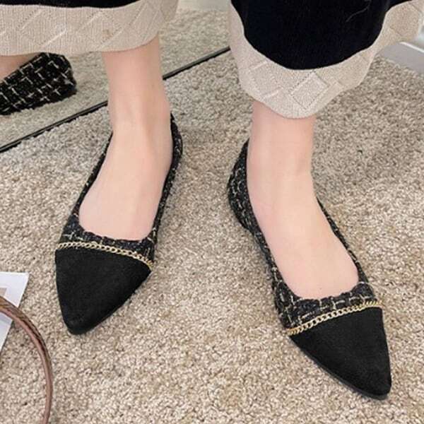 ツイード バイカラー フラットシューズ 227529