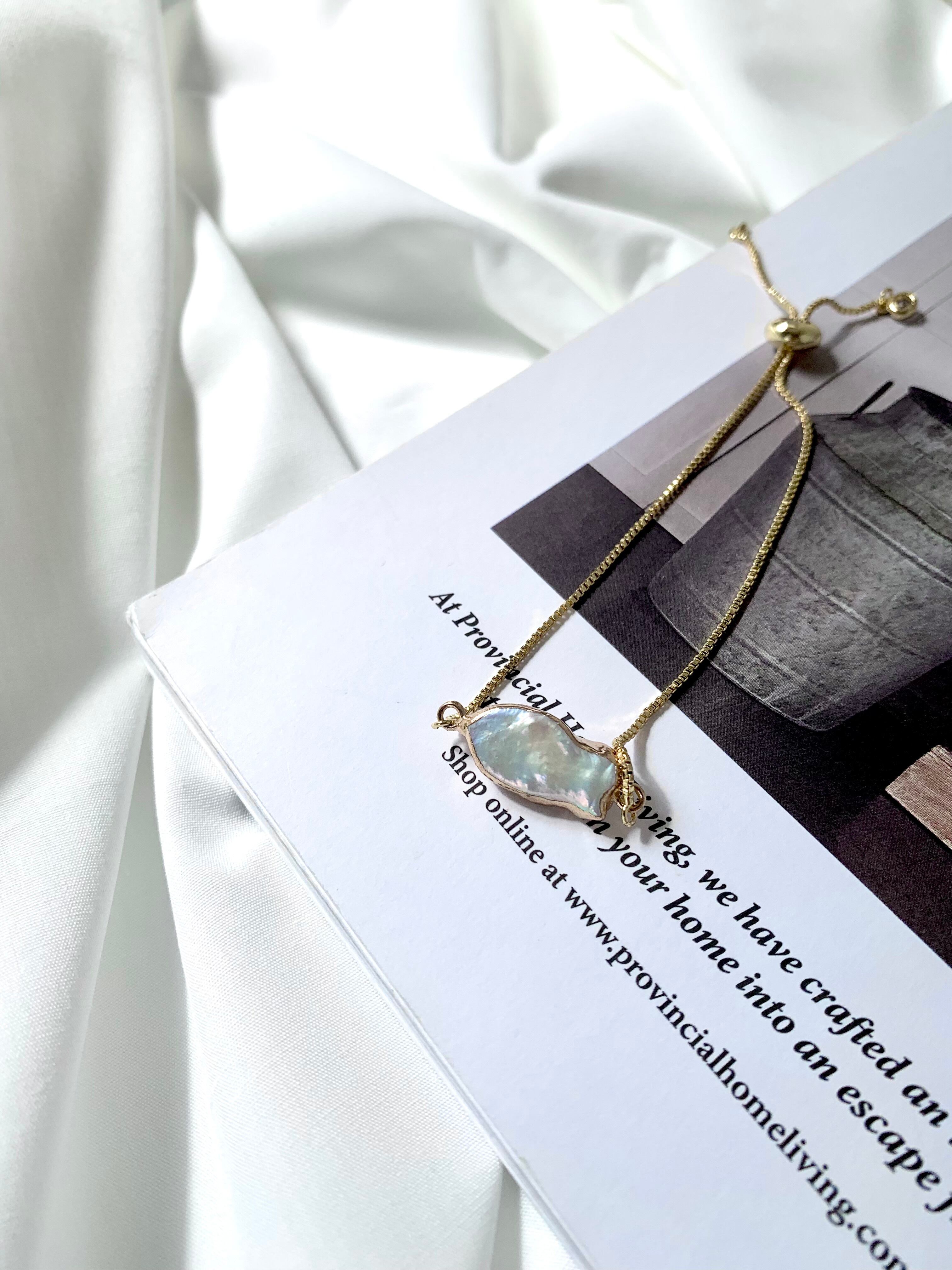 大粒淡水パールブレスレット