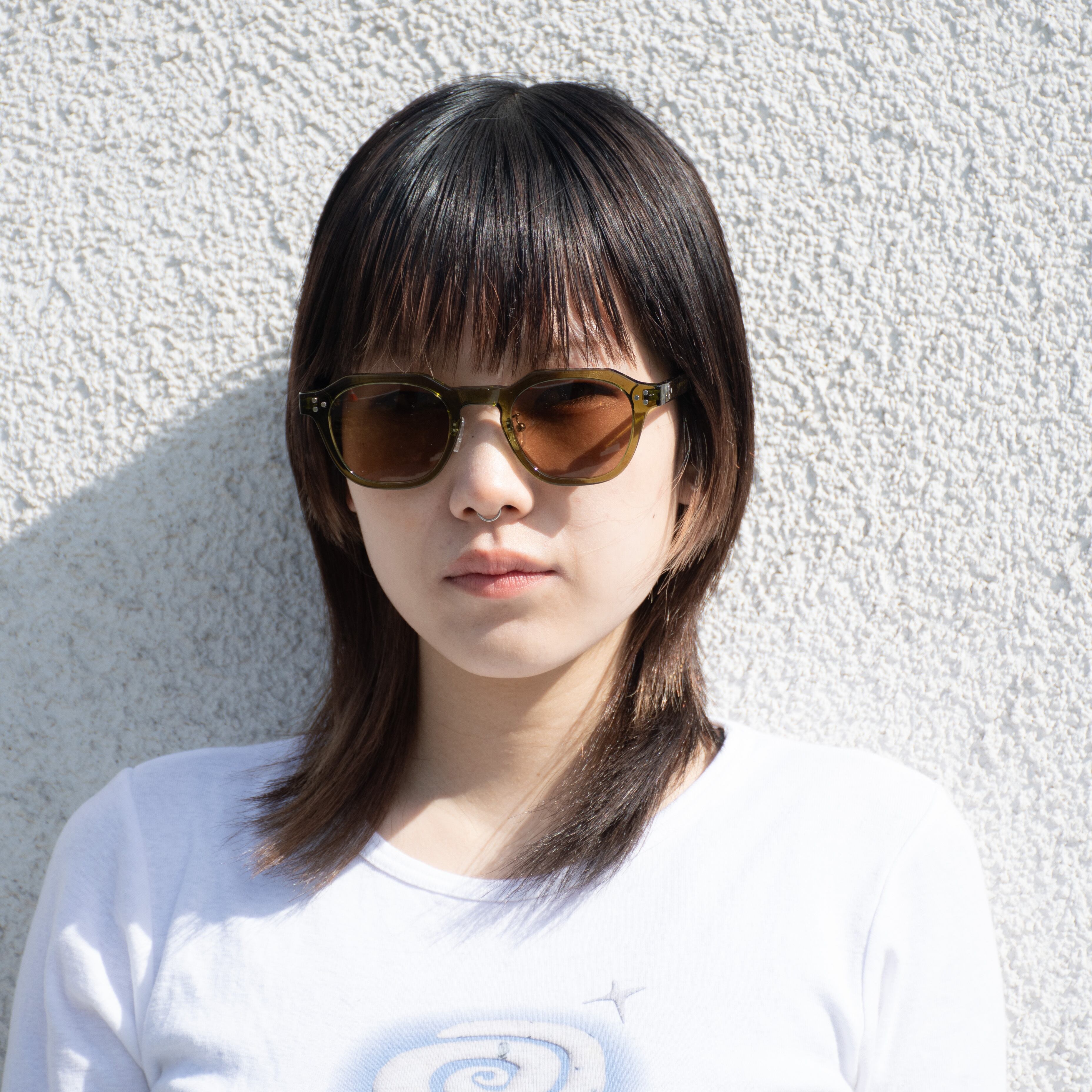 クリアフカミドリ×ブラウンレンズ