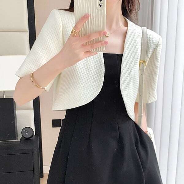 ノーカラー ハーフスリーブ ジャケット 226197