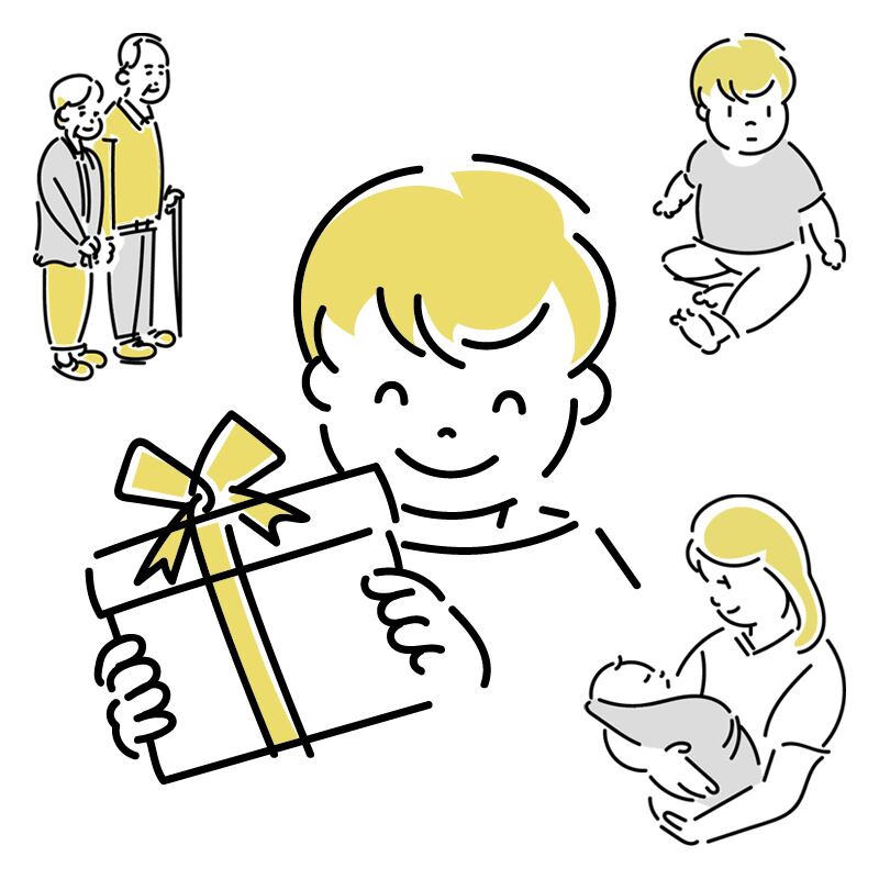 還暦のお祝いにお孫さんが着ていた服を使って