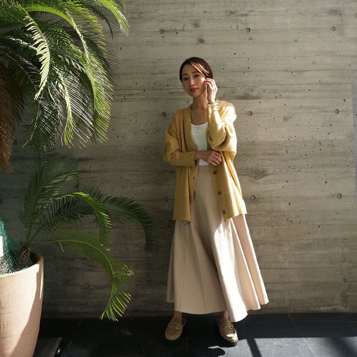madameh リネン混サファリスカート 38 リネン混ナチュラルマチスカート | FASHFREN/ファッシュフレン