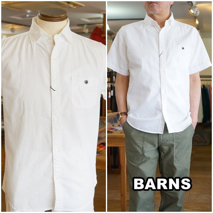 BARNS バーンズ 半袖シャツ ボタンダウンシャツ VINTAGE仕様 BR5266N