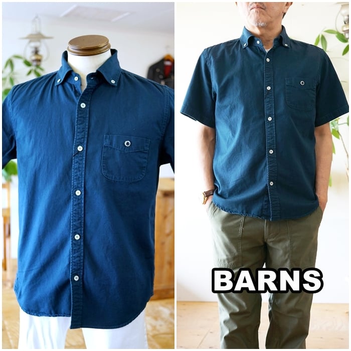 BARNS バーンズ 半袖シャツ ボタンダウンシャツ VINTAGE仕様 BR5266N