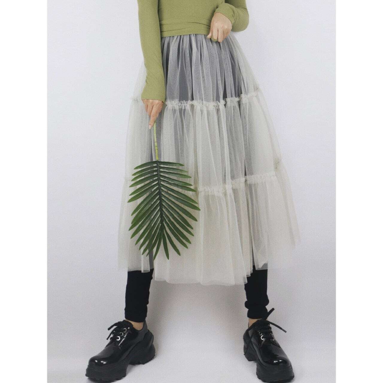 Mesh Spripped Skirt <3colors>