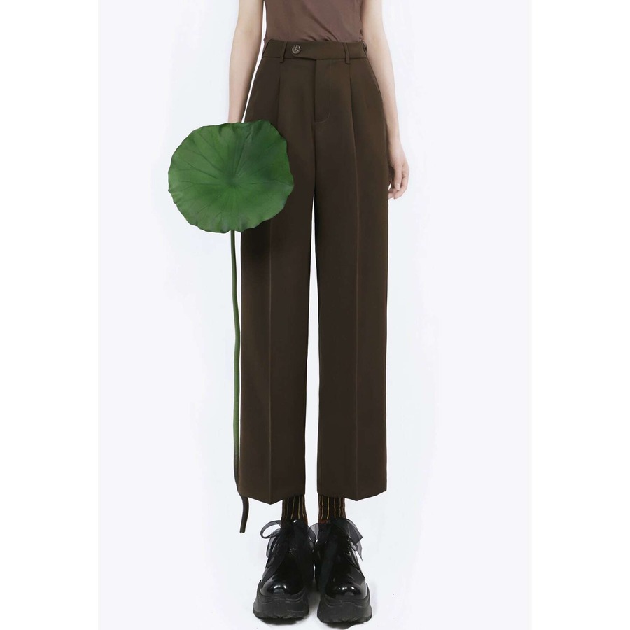 Cropped Straight Suit Pants <2colors>