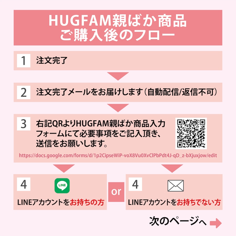 HUGFAM親ばか商品ご購入後のフロー①