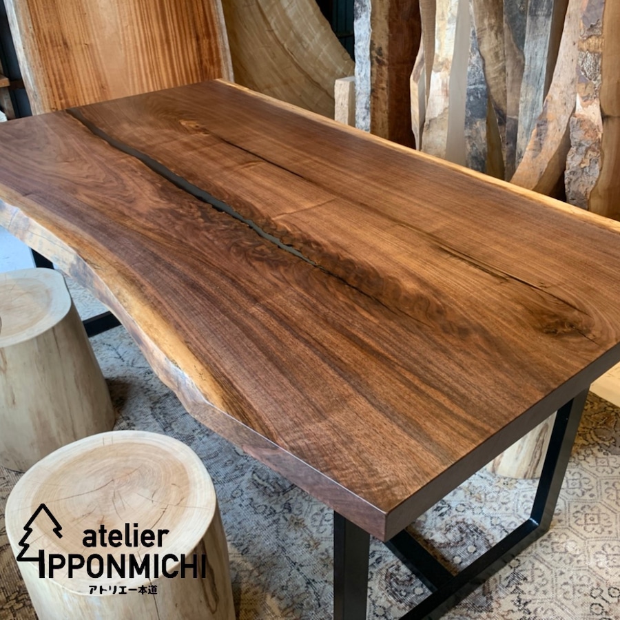 ブラックウォールナット(17)ダイニングテーブル サバ杢 2180×990-830 ブラックウォールナット(17)ダイニングテーブル サバ杢 2180×990-830