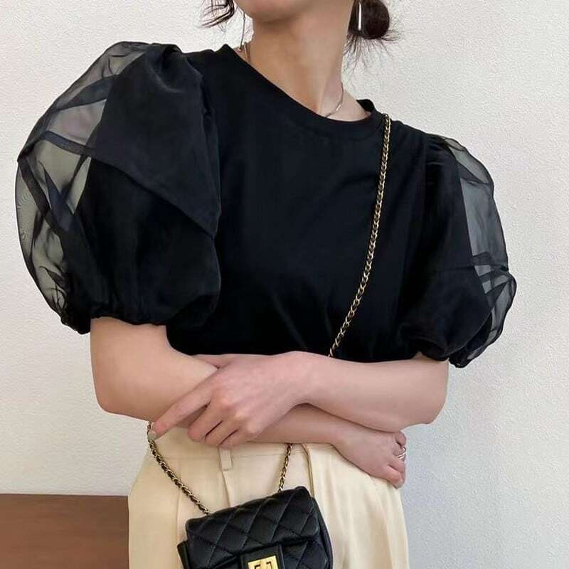 see-through balloon sleeve T-shirt《2color》 ¥4,980