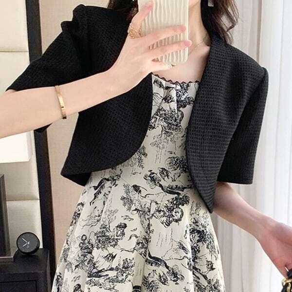 ノーカラー ハーフスリーブ ジャケット 226197