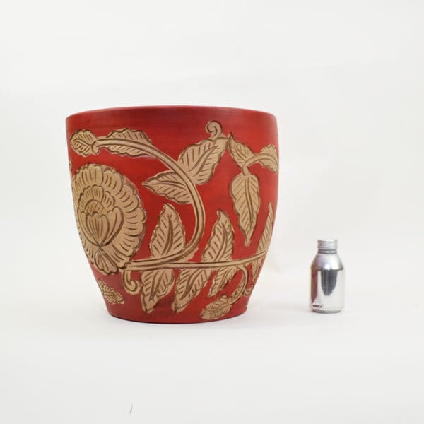 カラーテラコッタ鉢 植木鉢 レッドL プランター 13号 赤 | 鉢