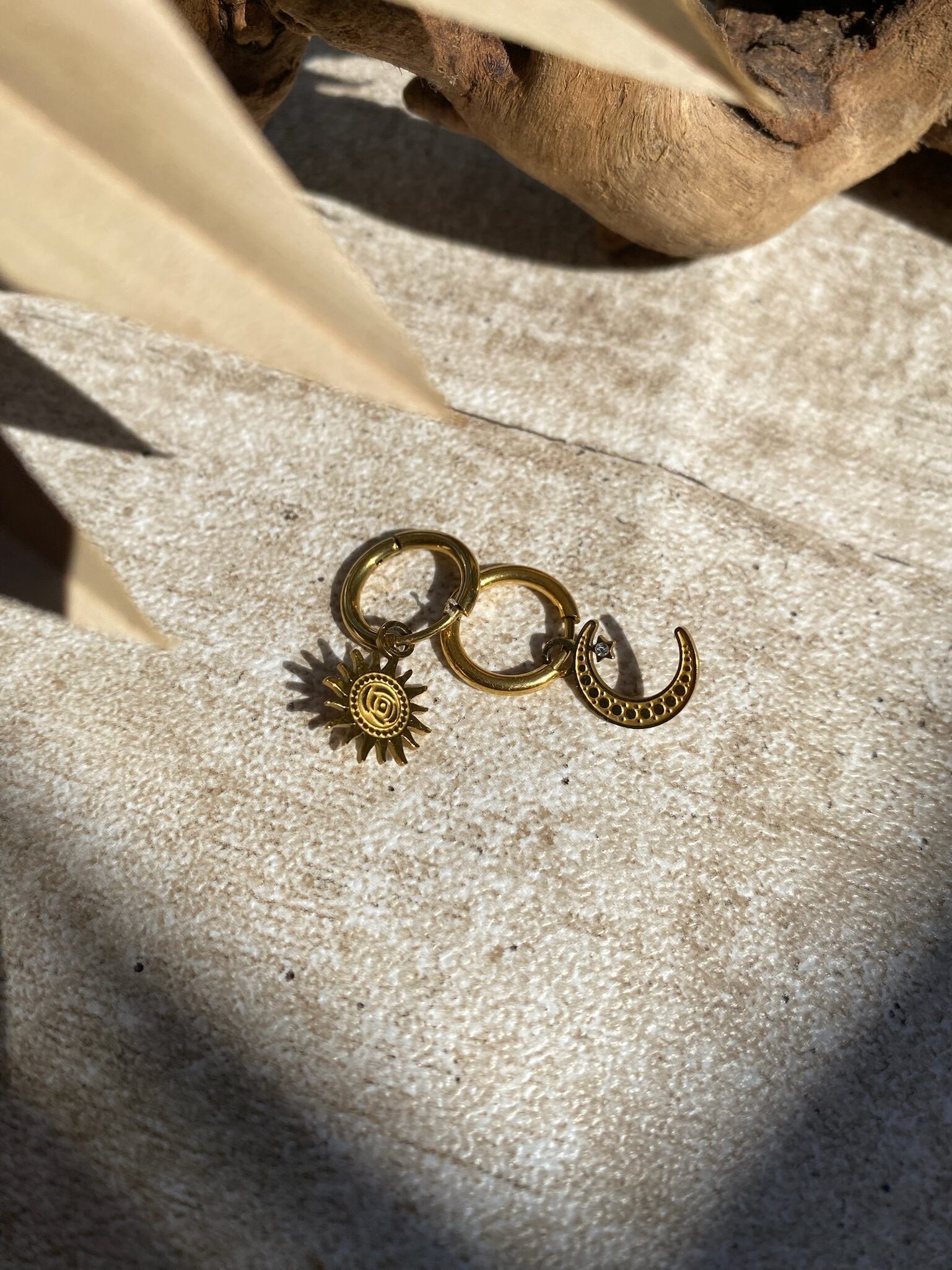 316L Sun moon asymmetry hoop pierce[GLD][SLV] サンムーン