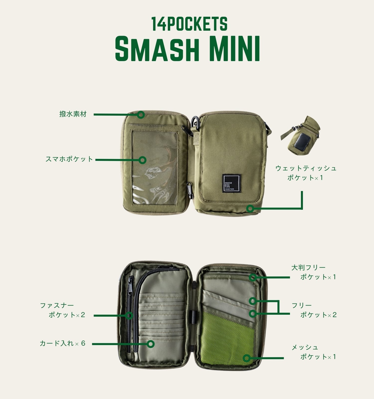 Smash MINI BLACK（ブラック） | 【SMASH！公式】「手ぶら」サコッシュ