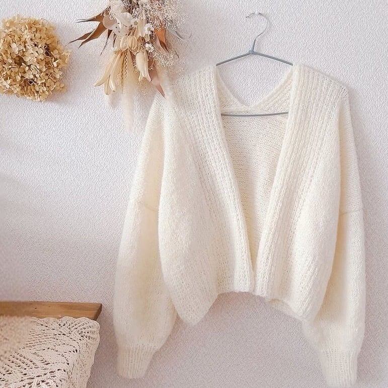 きなり×他社製品引き揃え　julknittingまっすぐ編みのカーディガン