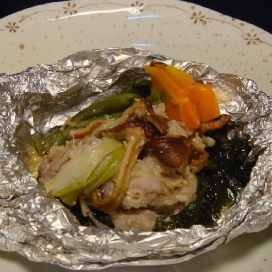 くりたけと豚肉のホイル焼き