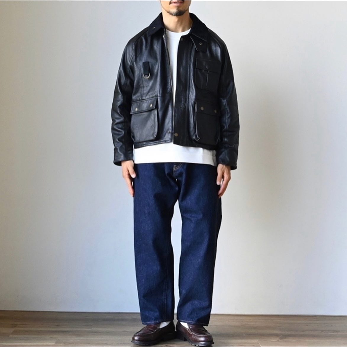 YOUSED】 REMAKE LEATHER FISHING JACKET 